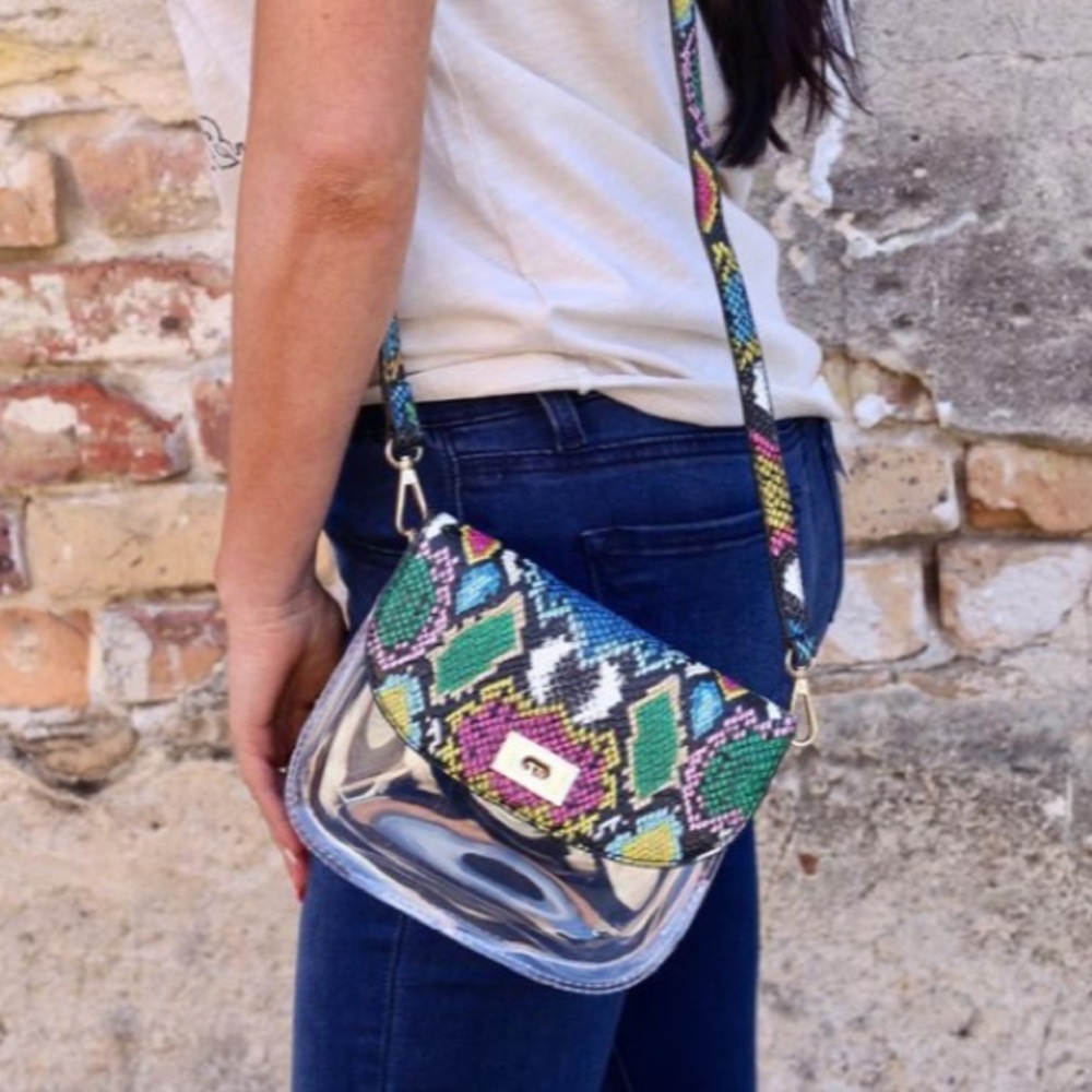 Graffiti Snake Clear Crossbody Bag